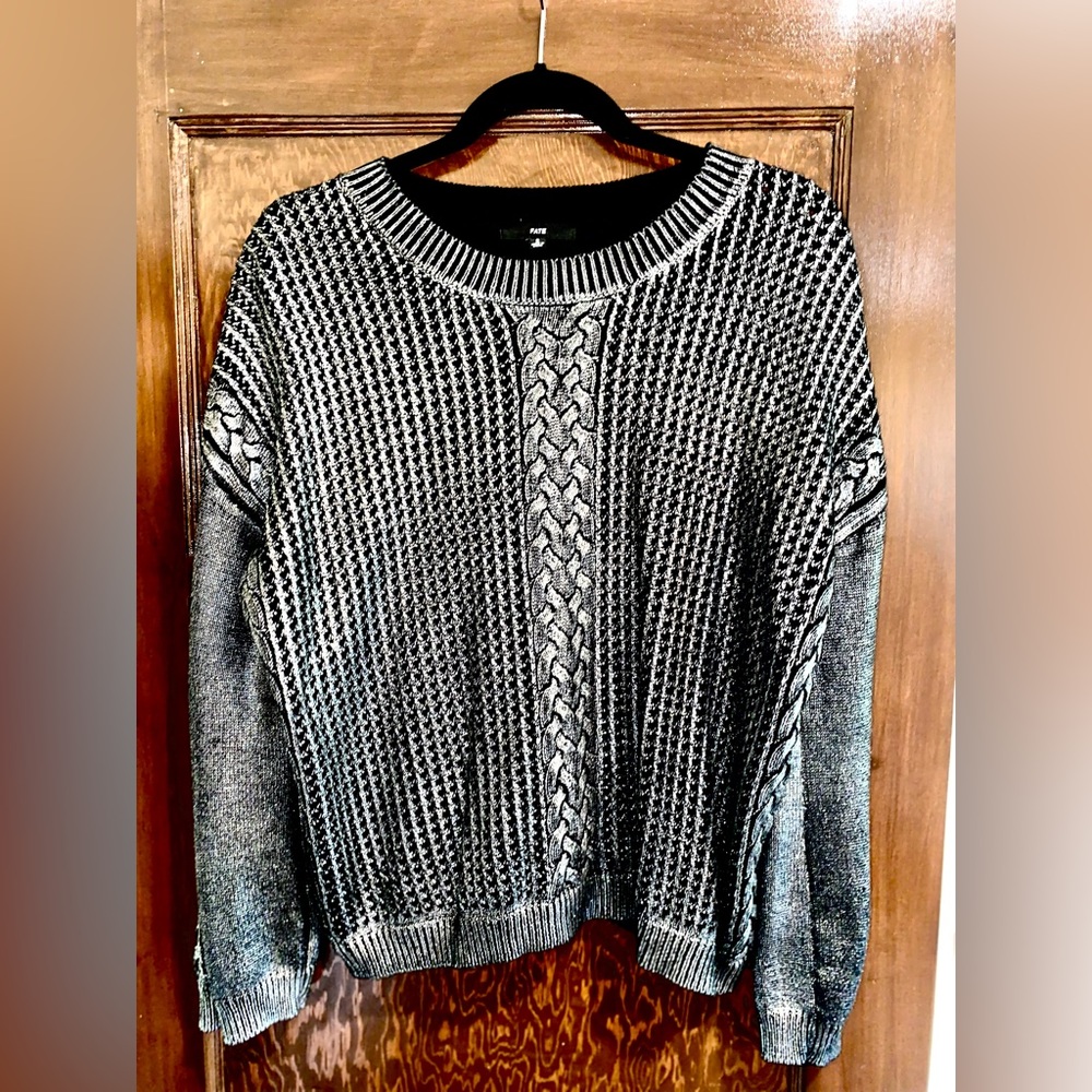 Silver and Black metallic winter sweater, barely worn!